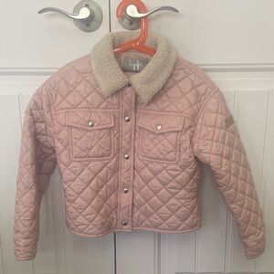 Il Gufo Girl 10 Quilted Pink Puffer Jacket with Sherpa Collar
